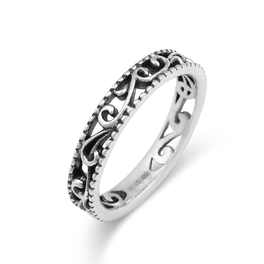 アラベルク ミル打ち 透かし彫り 燻し仕上げ シルバーリング Fsr3 B Free Style 公式通販