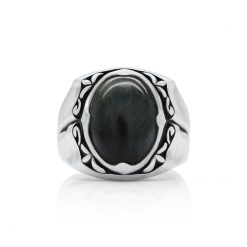 カバラ コレクション】ブラックキャッツアイ シルバーリング QBR004  