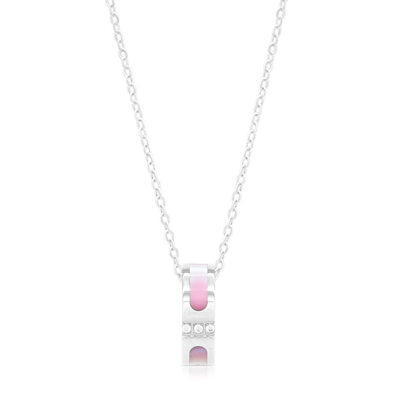 ピンクシェル リングトップ ステンレスネックレス FSSTP051-PSH - Free 