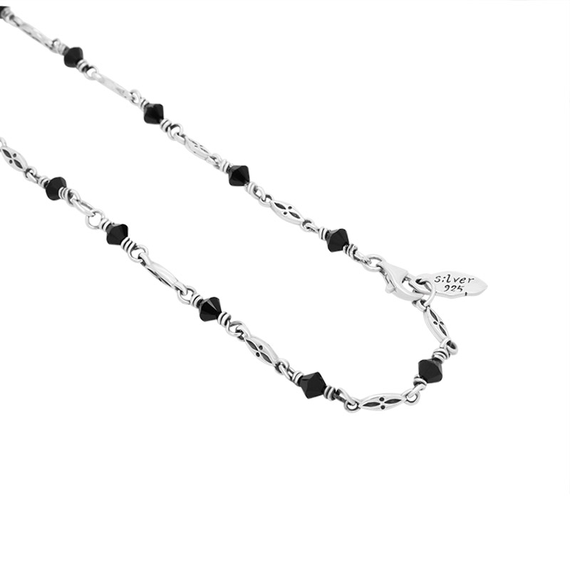 オニキスデザインチェーン ＆ ツインウィング シルバーペンダント  