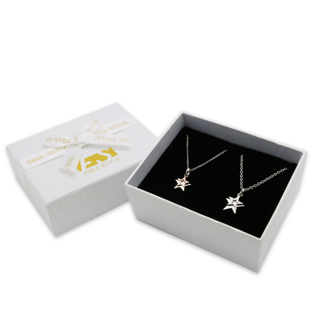 ツインスターペアネックレス ブラック＆ゴールド FSP973BK-PG - Free  