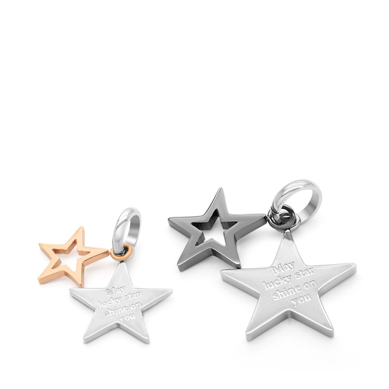 ツインスターペアネックレス ブラック＆ゴールド FSP973BK-PG - Free  