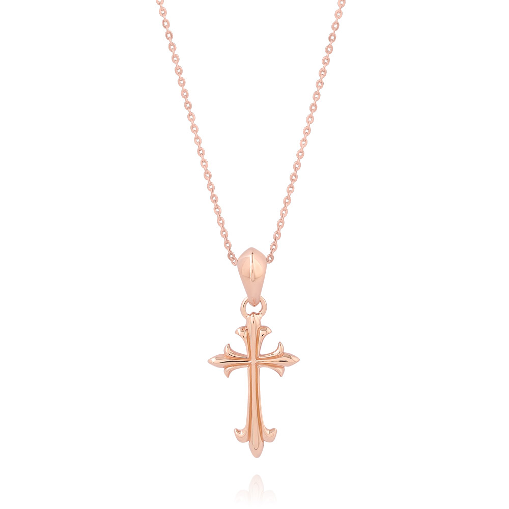 クロスモチーフ シルバーネックレス ピンクゴールドカラー FSP1009-L  