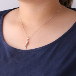 ツイストスティック シルバーネックレス ピンクゴールドカラー FSP1007 