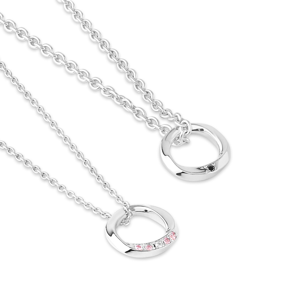 ツイストリングトップ シルバーペアネックレス FSP1012M-1012L - Free 