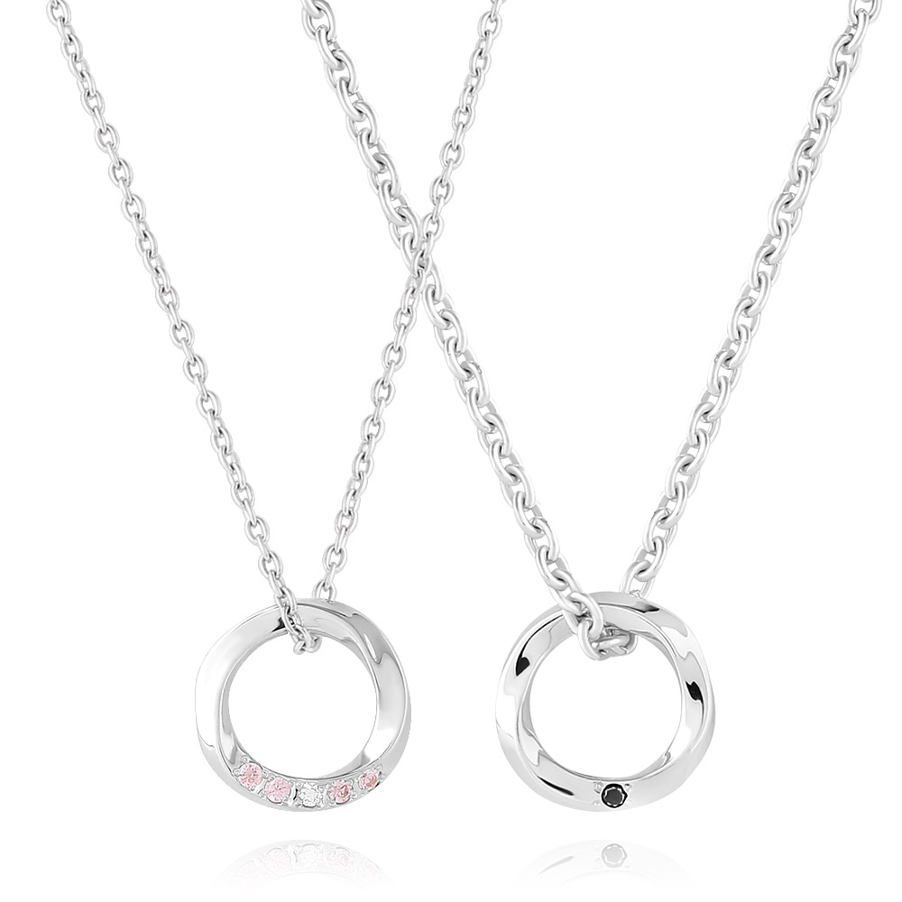 ツイストリングトップ シルバーペアネックレス FSP1012M-1012L - Free 