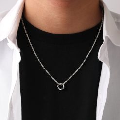 ツイストリングトップ メンズシルバーネックレス FSP1012-M - Free  