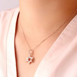 ダビデ シルバーレディースネックレス ピンクゴールドカラー FSP918-PG (2)