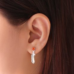 アゲート＆ジルコニア シルバーフェザーピアス FSE805-CCZ (2)