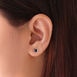 スクエアオニキス シルバースタッズピアス FSE891-ON (3)