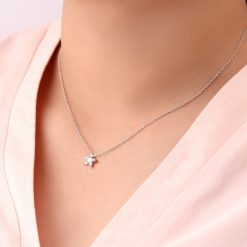 ストーン＆スター シルバーネックレス FSP937-CCZ (1)