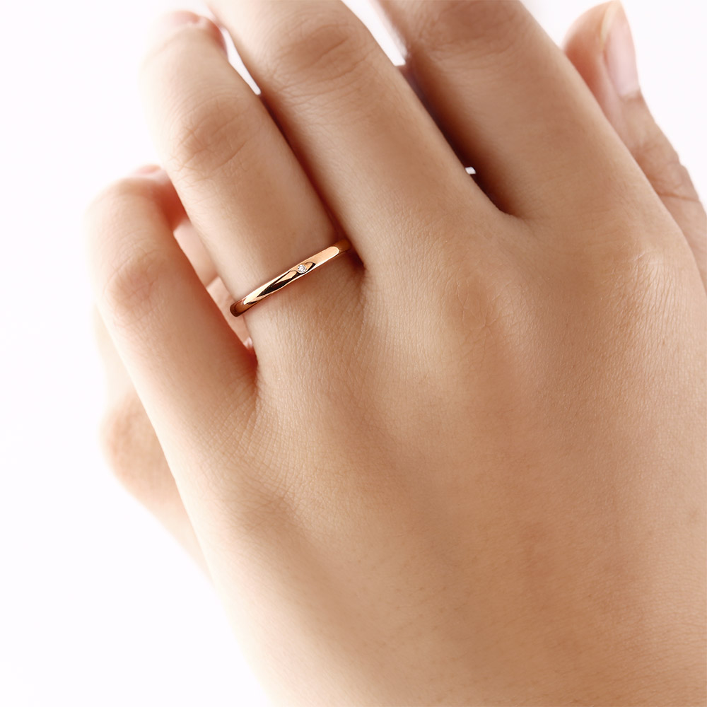 甲丸シンプル レディースシルバーリング ピンクゴールドカラー FSR945  