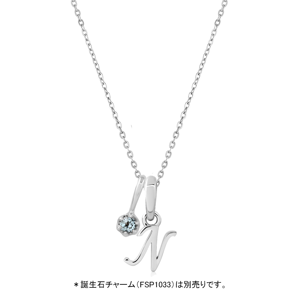 イニシャル & 誕生石 プチネックレスチャーム シルバーカラー FSP1033-1034
