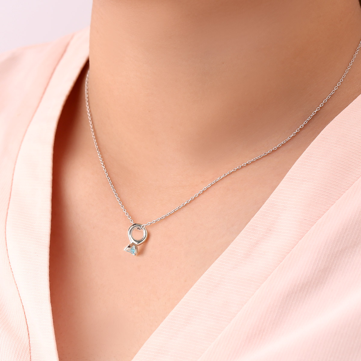 リングデザインチャーム レデイースネックレス FSP1024-LBCZ (1)