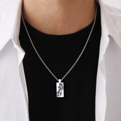 アラベスクスクエア シルバーネックレス FSP423 (1)