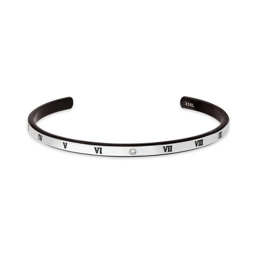 ローマ数字 平打ちステンレスバングル ブラックカラー FSSTBG018