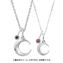 ムーン（月）ラインストーン シルバーペアネックレス FSP1031M-1031L